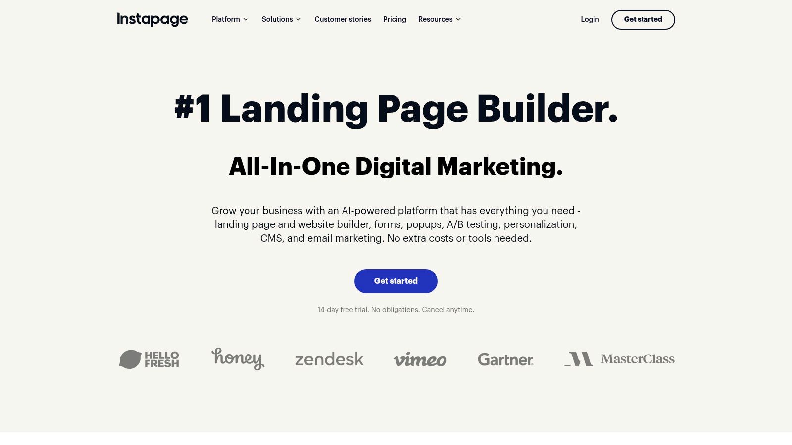 Instapage landing page builder interface